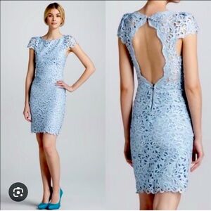 Alice + Olivia blue lace open back dress EUC Size 0